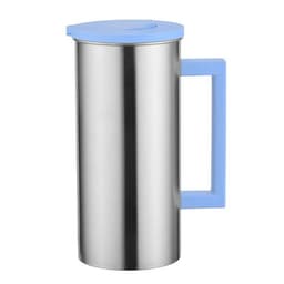 image-Metal Cold Water Kettle with Glass Handle, Minimalist Design