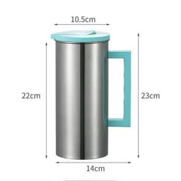 image-Metal Cold Water Kettle with Glass Handle, Minimalist Design