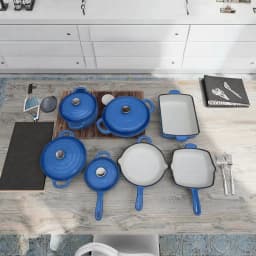 image-7-Piece Cobalt Blue Enameled Cast Iron Cookware Set