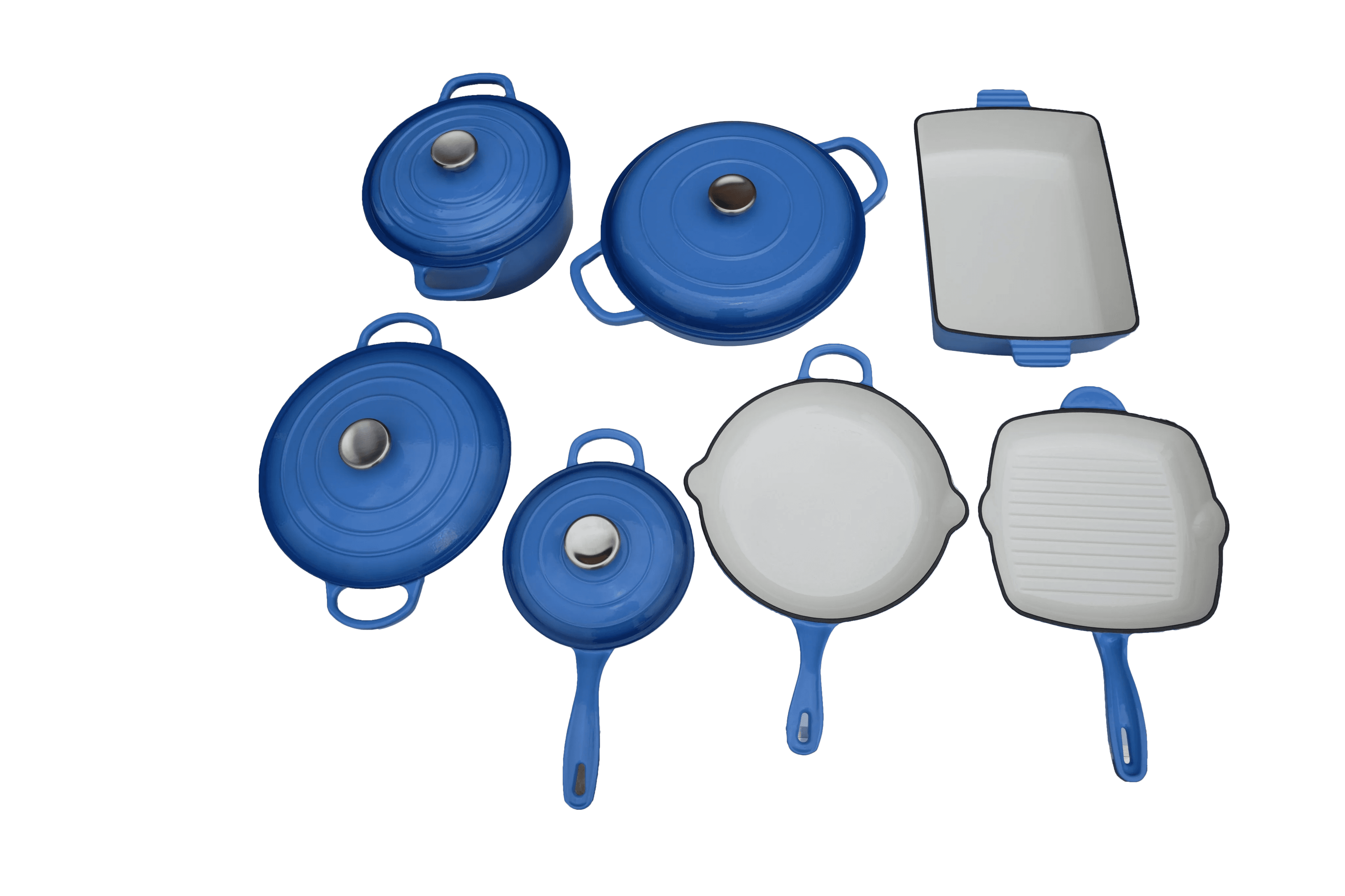 image-7-Piece Cobalt Blue Enameled Cast Iron Cookware Set