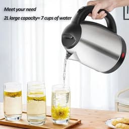 image-Hehuei 2L Cordless Electric Kettle Stainless Steel