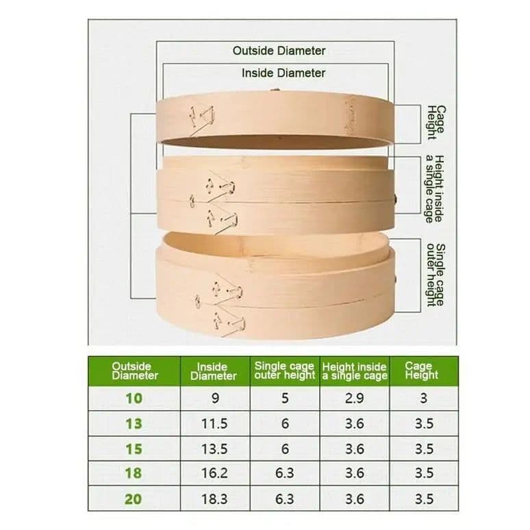 image-10 Inch Bamboo Steamer Basket with 2 Layers