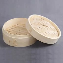 image-10 Inch Bamboo Steamer Basket with 2 Layers