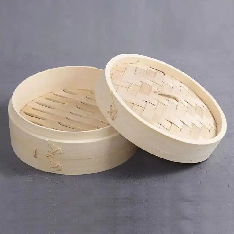 image-10 Inch Bamboo Steamer Basket with 2 Layers