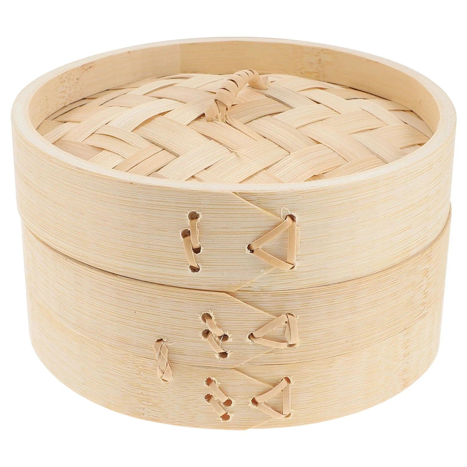 image-10 Inch Bamboo Steamer Basket with 2 Layers