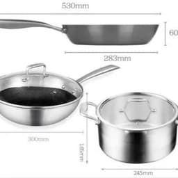 image-Lennon 304 Stainless Steel 3-Piece Cookware Set with Wok
