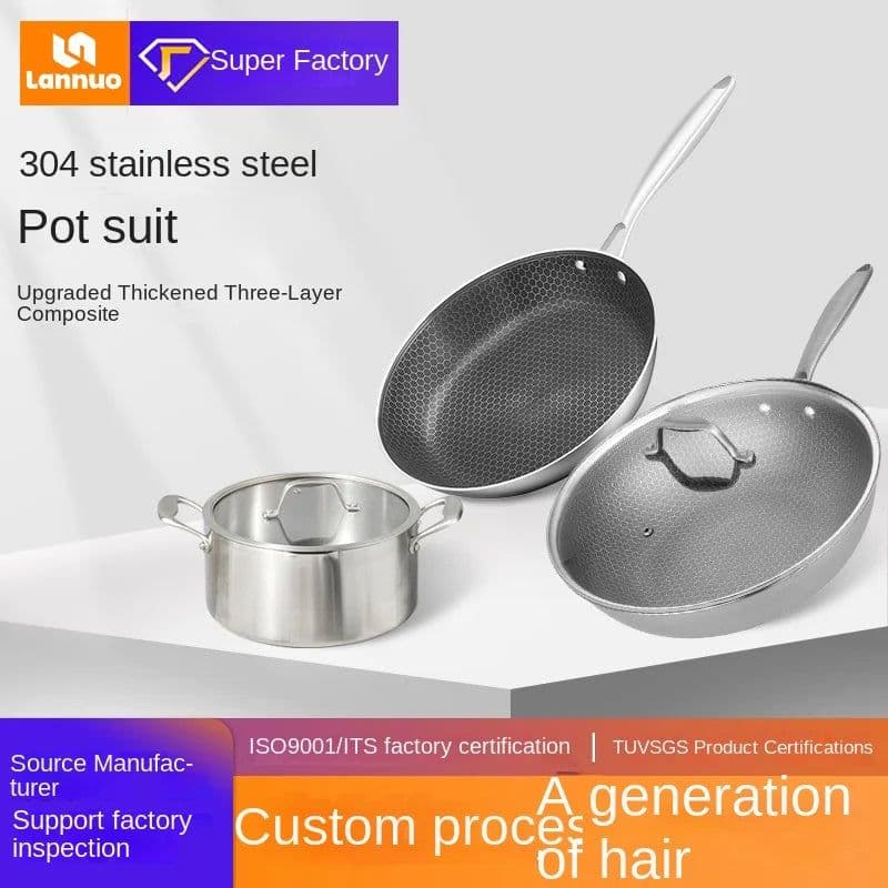 image-Lennon 304 Stainless Steel 3-Piece Cookware Set with Wok