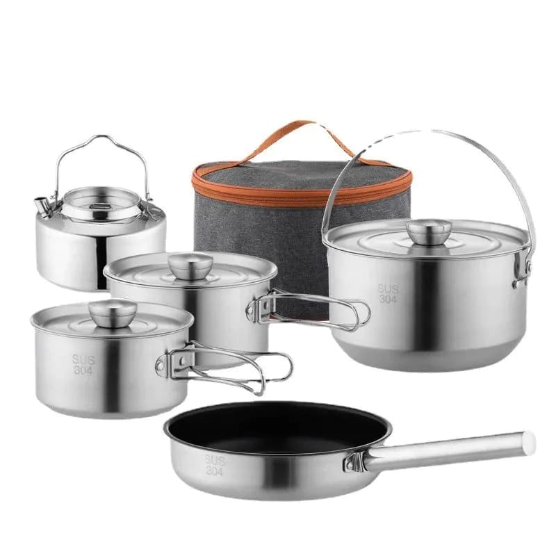 image-STARCAMP 5pcs 304 Stainless Steel Camping Cookware Kit
