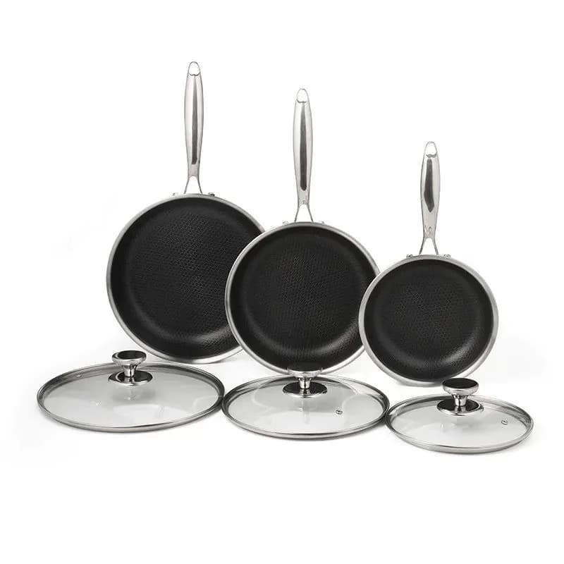 image-Gcook 304 Stainless Steel Frying Pan Set, 6-Piece