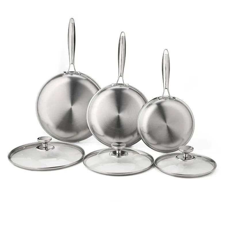 image-Gcook 304 Stainless Steel Frying Pan Set, 6-Piece