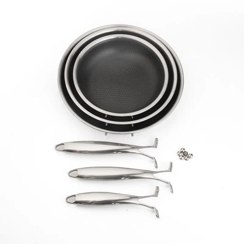 image-Gcook 304 Stainless Steel Frying Pan Set, 6-Piece