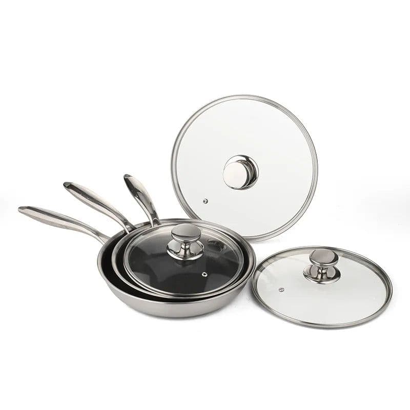 image-Gcook 304 Stainless Steel Frying Pan Set, 6-Piece