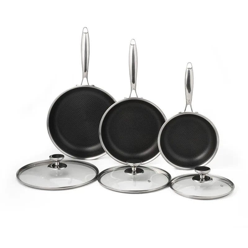 image-Gcook 304 Stainless Steel Frying Pan Set, 6-Piece