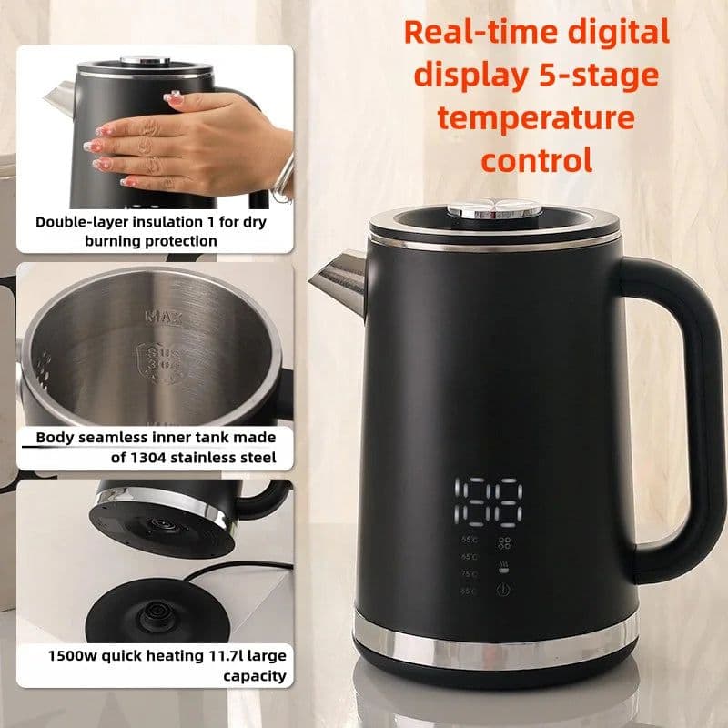 image-YLPQ 1.7L Electric Kettle, Stainless Steel, Keep Warm
