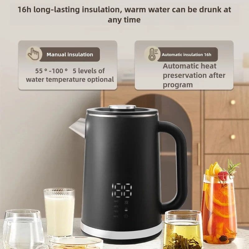 image-YLPQ 1.7L Electric Kettle, Stainless Steel, Keep Warm