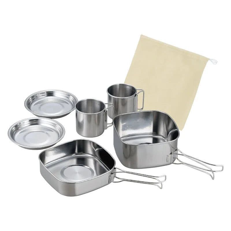 image-EVTG-002S 6-Piece Stainless Steel Camping Cookware Set 4-5L