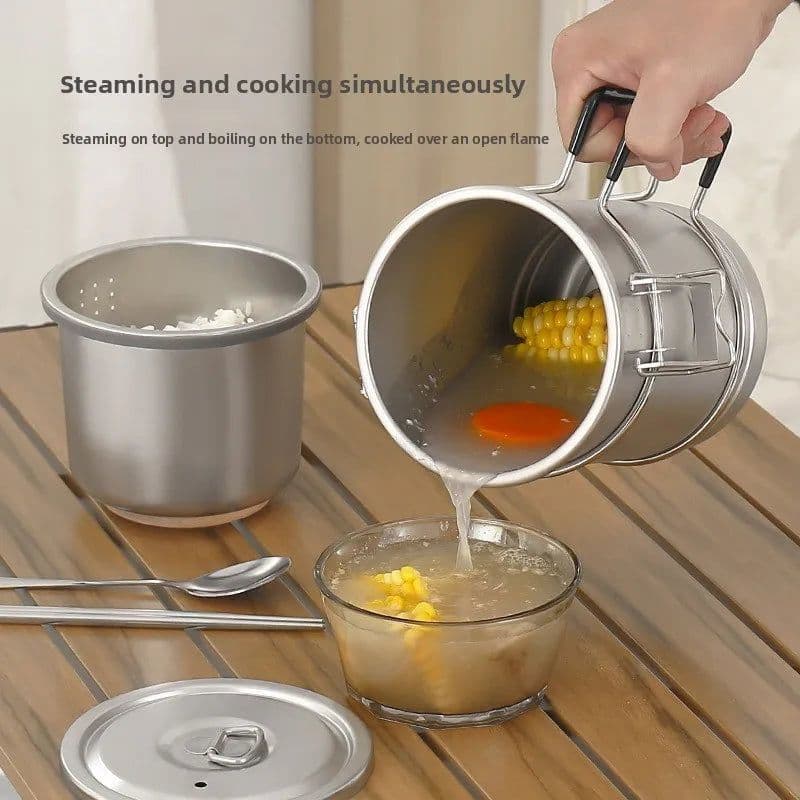 image-304 Stainless Steel Camping Cookware Set 1.75L