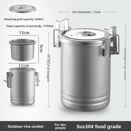 image-304 Stainless Steel Camping Cookware Set 1.75L
