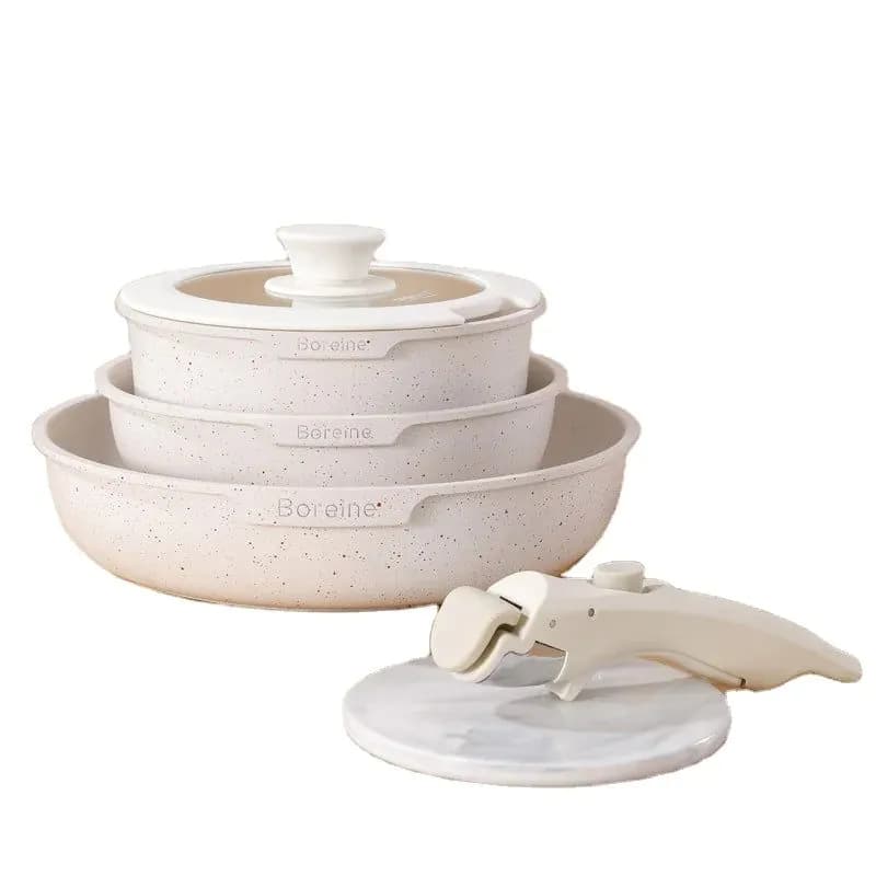 image-Boreine 5-Piece Nonstick Cookware Set with Glass Lid