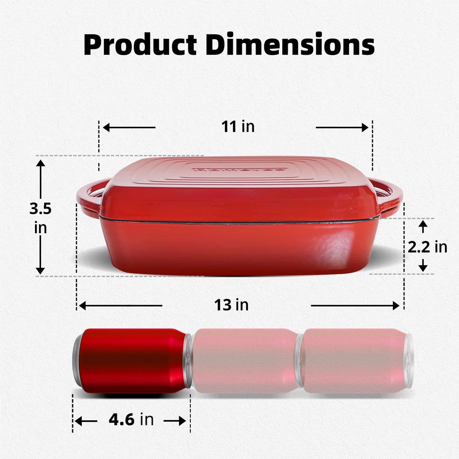 image-Enameled Cast Iron 7Qt Red Skillet with Ceramic Cover