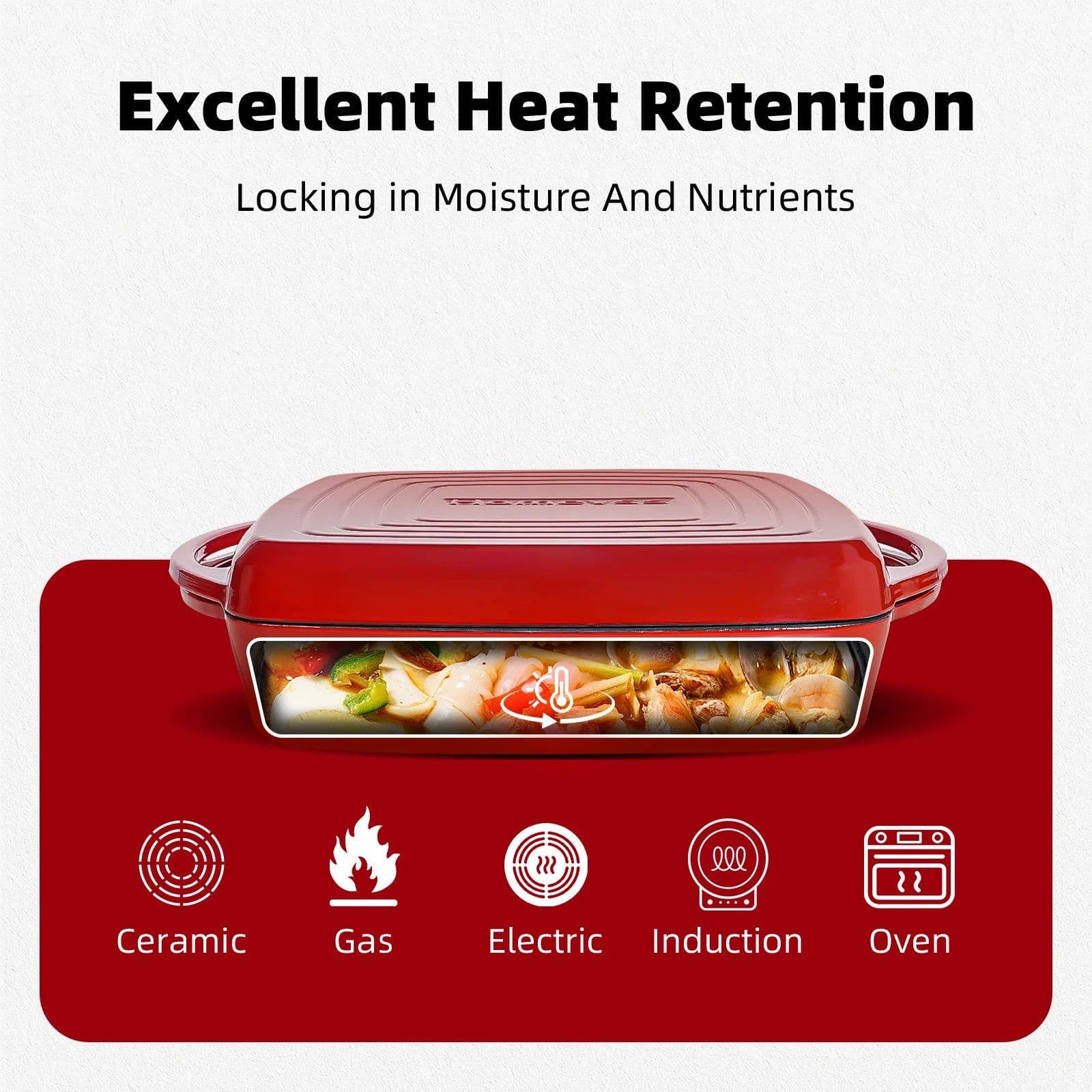 image-Enameled Cast Iron 7Qt Red Skillet with Ceramic Cover
