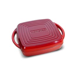 image-Enameled Cast Iron 7Qt Red Skillet with Ceramic Cover