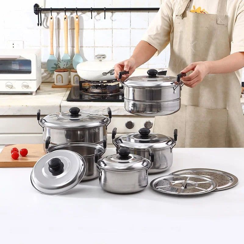 image-TIANKANG 10-Piece Stainless Steel Cookware Set 16-24cm