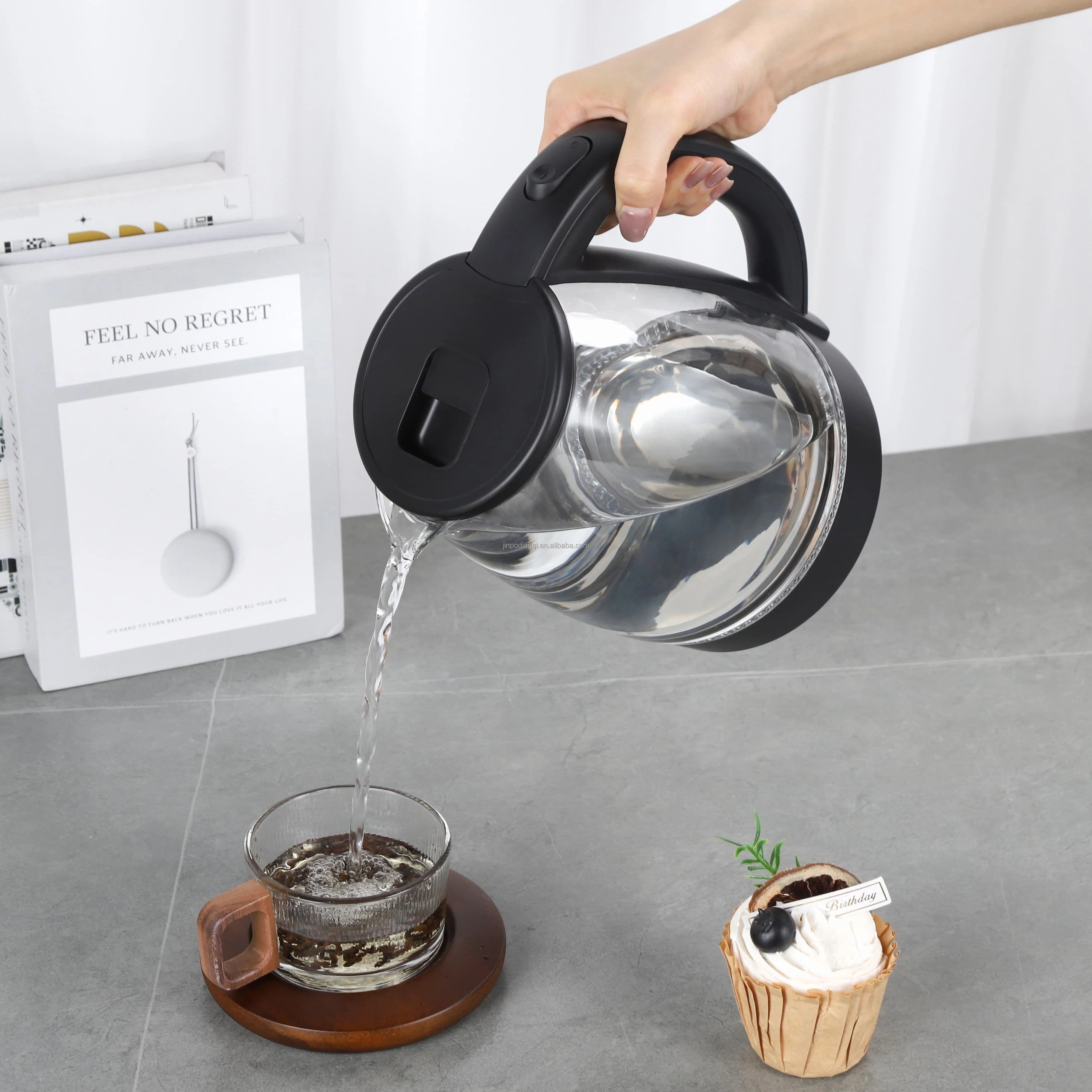 image-Jinpo Glass Electric Kettle 1500W 360 Base