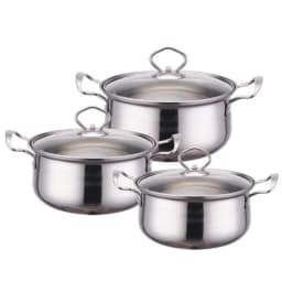 image-Stainless Steel Cookware Set 6-Piece with Glass Lid