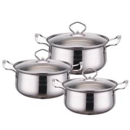 image-Stainless Steel Cookware Set 6-Piece with Glass Lid