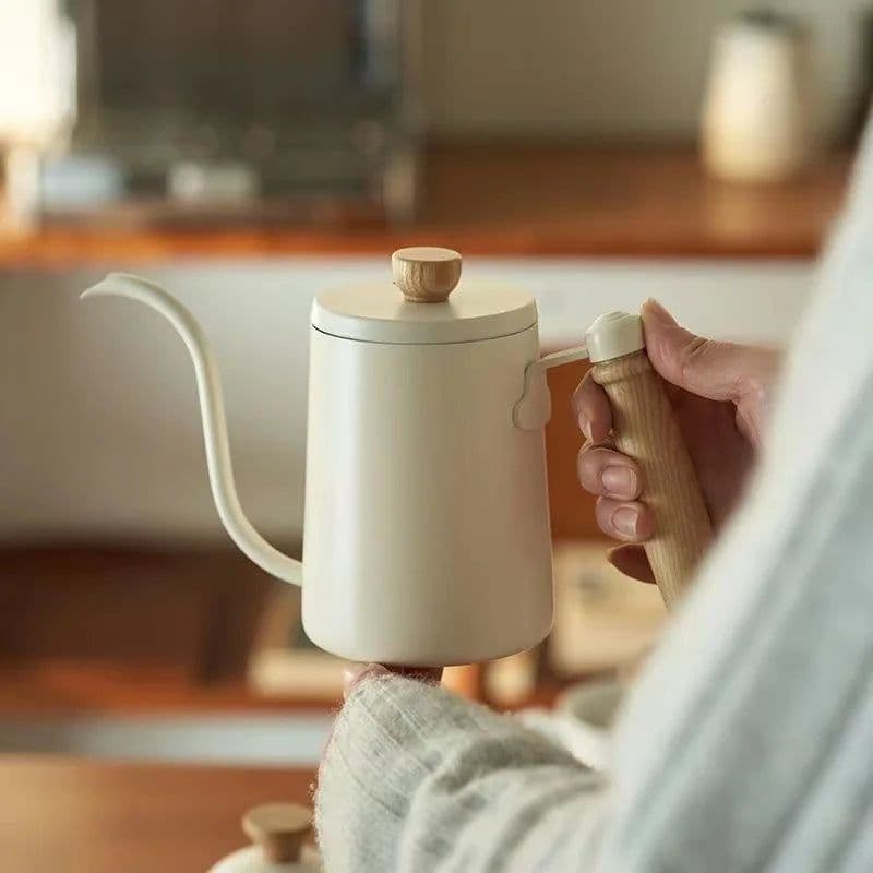 image-Wooden Handle Pour-Over Kettle 304 Stainless Steel