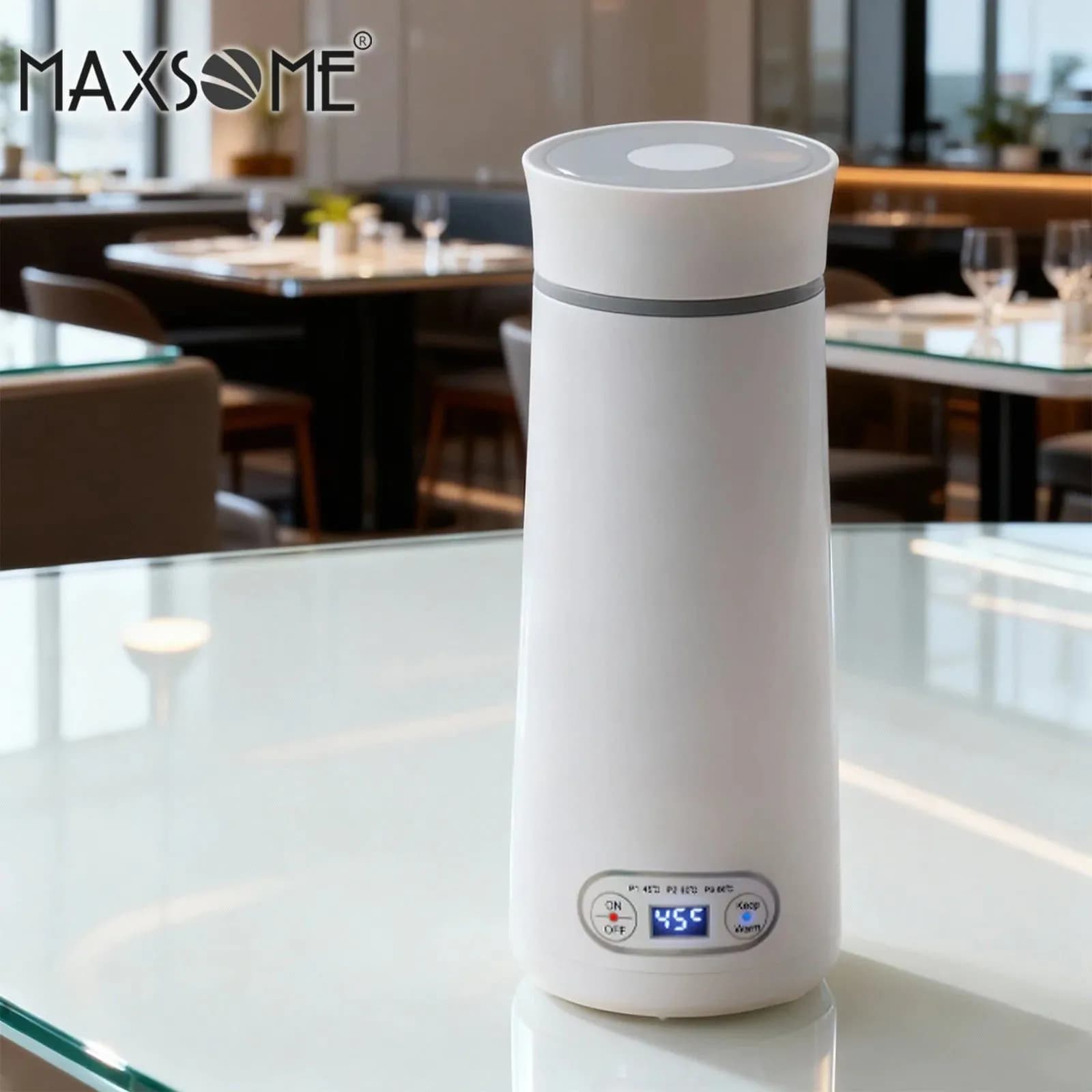 image-Portable Electric Water Cup 350ml Heating Thermos