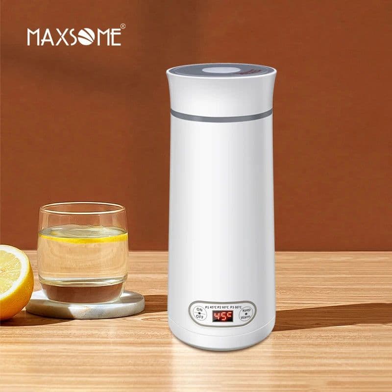 image-Portable Electric Water Cup 350ml Heating Thermos