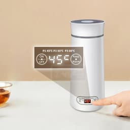 image-Portable Electric Water Cup 350ml Heating Thermos