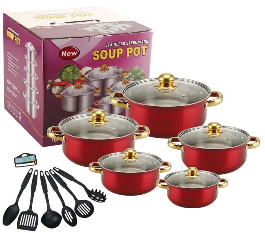 image-16-Piece Stainless Steel Cookware Set with Glass Lids