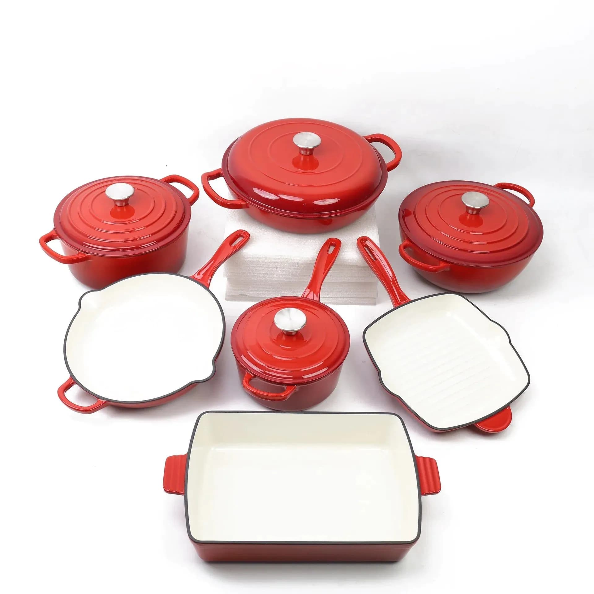 image-Lovfe 7 Piece Cast Iron Cookware Set Non-Stick