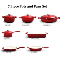 image-Lovfe 7 Piece Cast Iron Cookware Set Non-Stick