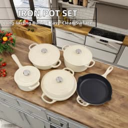image-Ruicheng 5-Piece Enameled Cast Iron Cookware Set