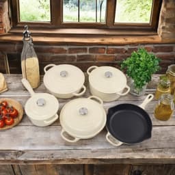 image-Ruicheng 5-Piece Enameled Cast Iron Cookware Set
