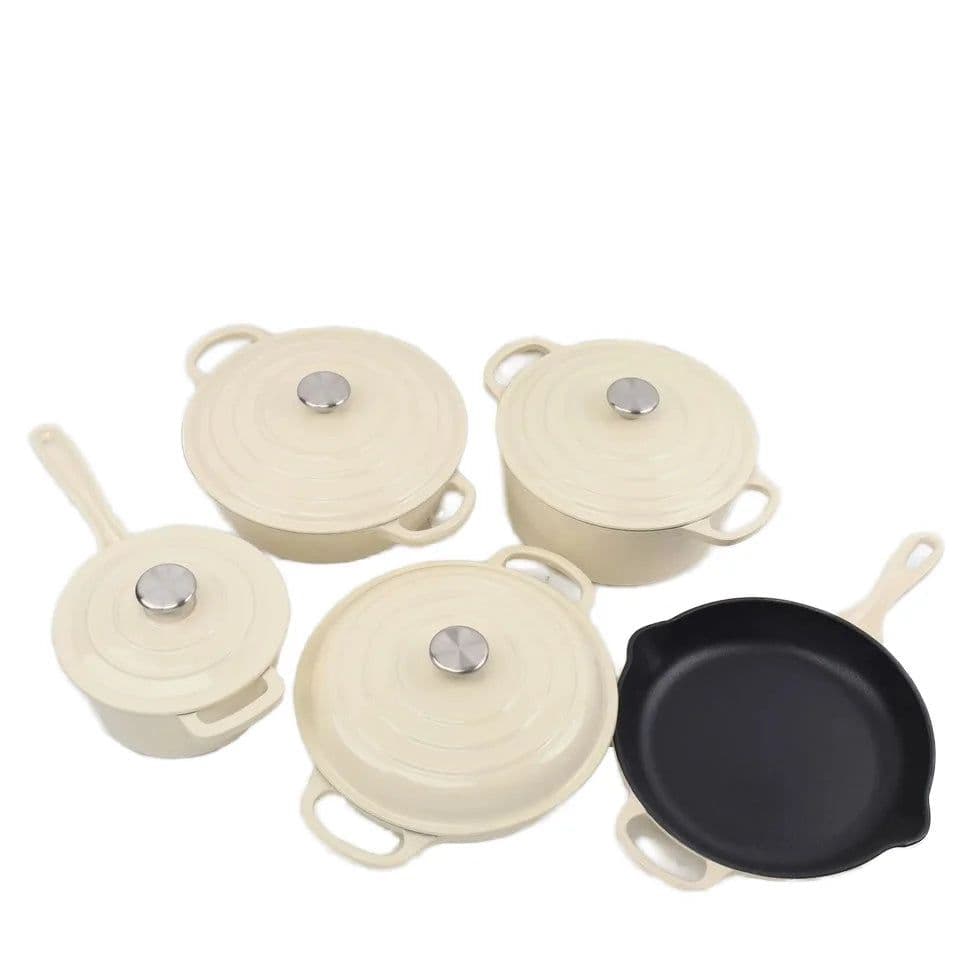 image-Ruicheng 5-Piece Enameled Cast Iron Cookware Set