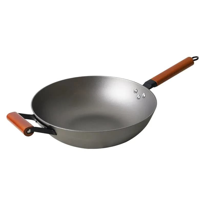 image-Jiahe 32cm Cast Iron Wok Non-Stick with Glass Lid
