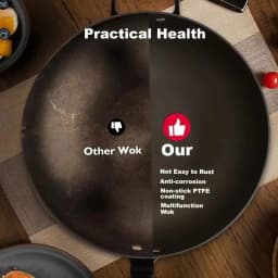 image-Jiahe 32cm Cast Iron Wok Non-Stick with Glass Lid