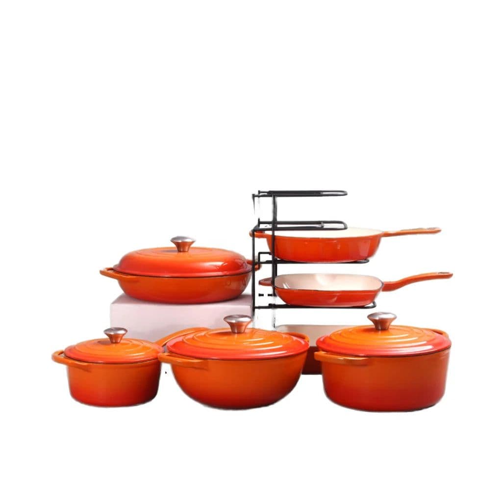 image-Mochoo 7-Piece Cast Iron Cookware Set Non-Stick Oven Safe
