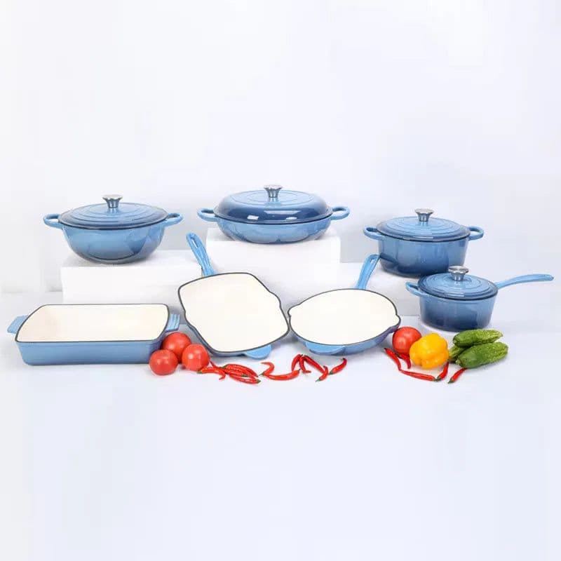 image-Mochoo 7-Piece Cast Iron Cookware Set Non-Stick Oven Safe