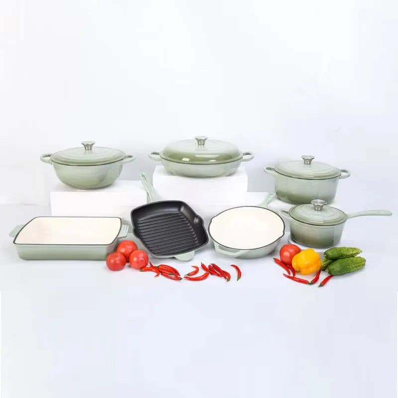 image-Mochoo 7-Piece Cast Iron Cookware Set Non-Stick Oven Safe