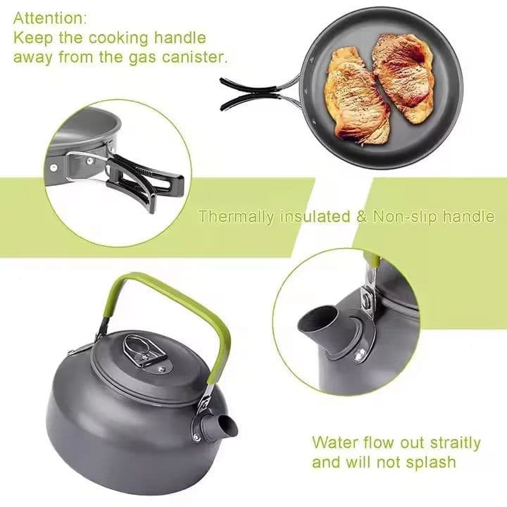 image-Camping Cookware Set with Gas Stove & Utensils