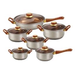 image-12pc Stainless Steel Cookware Set with Glass Lid