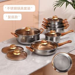 image-12pc Stainless Steel Cookware Set with Glass Lid