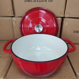 image-LS Cast Iron Casserole Pot 28cm Enamel Coated