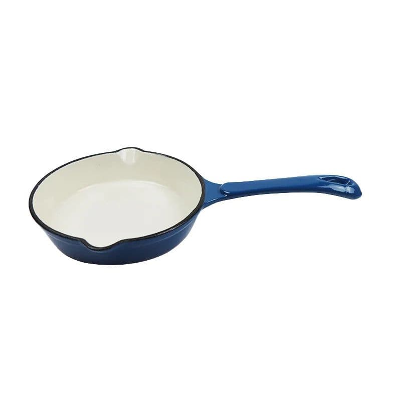 image-Cast Iron Enamel Round Fry Pan with Handle